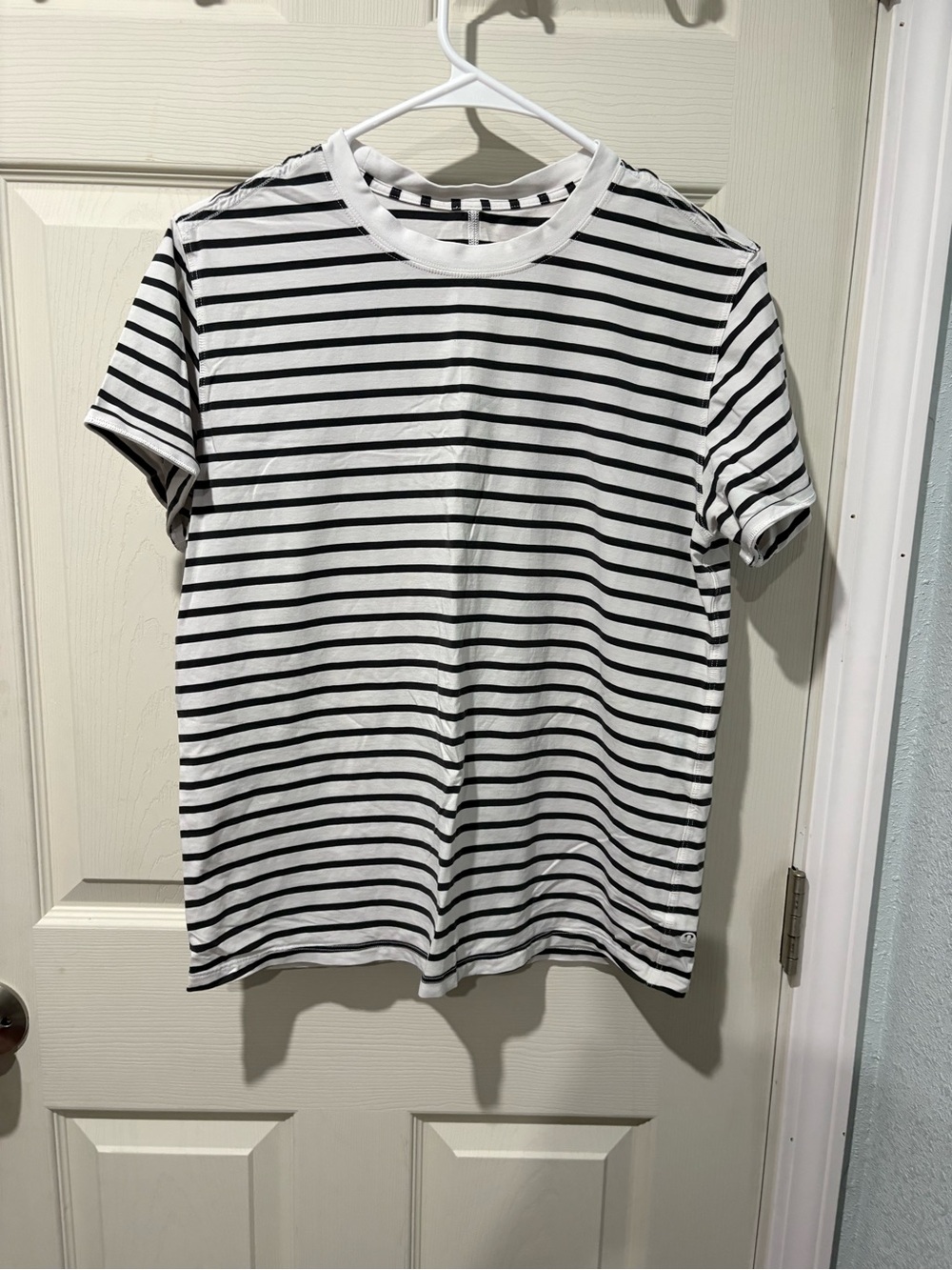 lululemon athletica Black & White Striped Short Sleeve Tee